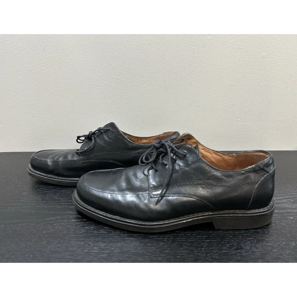 Y2K Bostonian Oxford Black Leather Split Toe Dress Shoes Men's Size 10 Italy